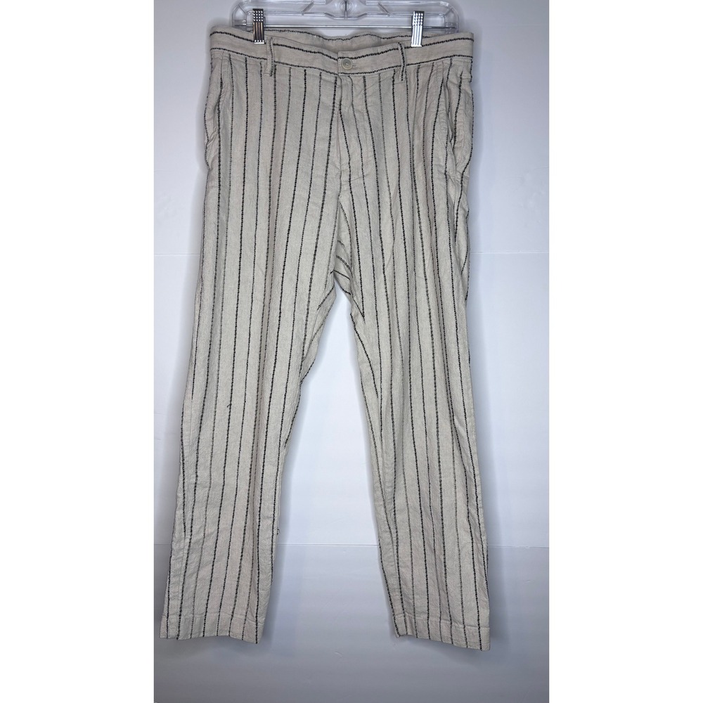 Zara Cream Trousers with Black Vertical Stripes